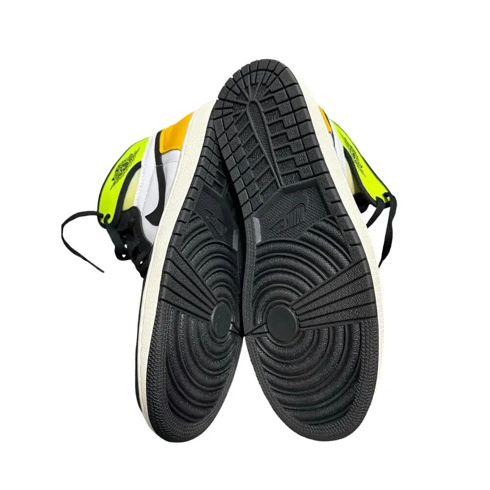 Jordan 1 Retro High White Black Volt University Gold Sneakers Men's Size 12